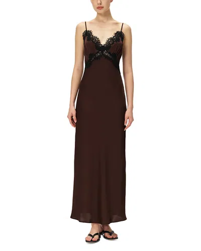 Elodie The Label Evy Satin Slip Dress In Brown