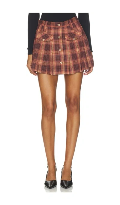 Elodie The Label Henrietta Pleated Plaid Skirt In Mauve