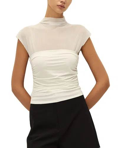 Elodie The Label Lana Mock Neck Top In White