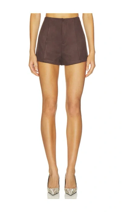 Elodie The Label Marais Faux Suede Shorts In Brown