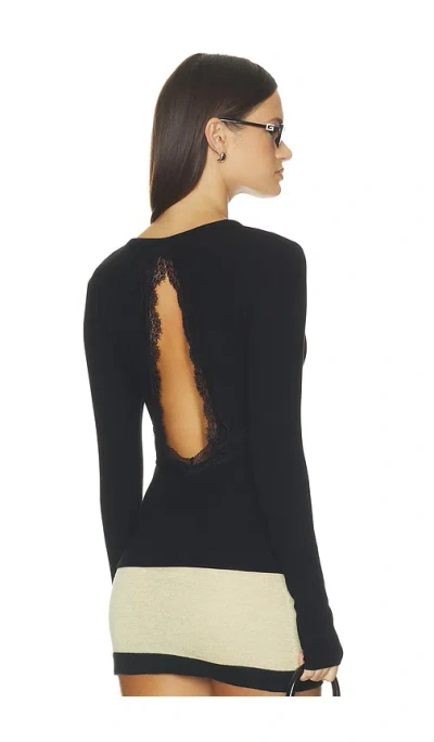 Elodie The Label Noir Lace Back Ribbed Top In Black