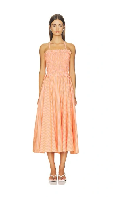 Elodie The Label Paloma Dress In Orange Stripe