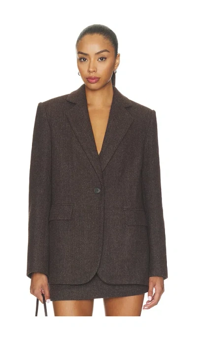 Elodie The Label Perrin Wool Blend Blazer In Brown