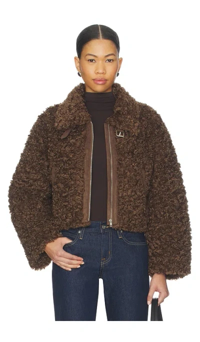 Elodie The Label Rio Faux Fur Jacket In Brown