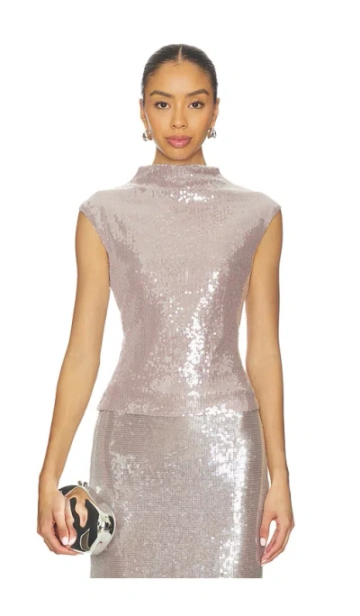 Elodie The Label Sabrina Sequin Top In Gold