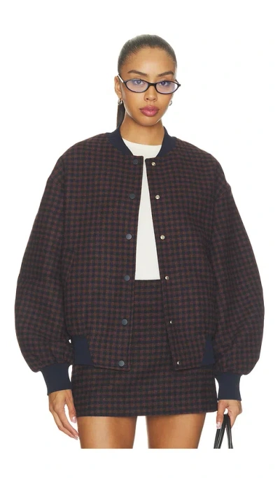 Elodie The Label Simone Bomber Jacket In Navy & Brown