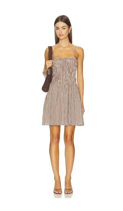 Elodie The Label Yuki Mini Dress In Brown Gingham