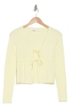 Elodie Tie Front Long Sleeve Crop Top In Baby Yellow