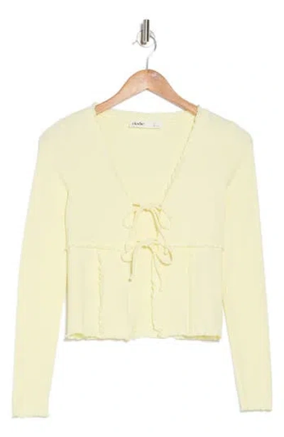 Elodie Tie Front Long Sleeve Crop Top In Baby Yellow