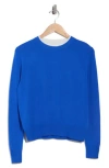 Elodie Tipped Crewneck Sweater In Blue