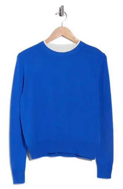 Elodie Tipped Crewneck Sweater In Blue
