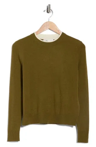 Elodie Tipped Crewneck Sweater In Green