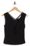 Elodie V-neck Lace Trim Top In Black