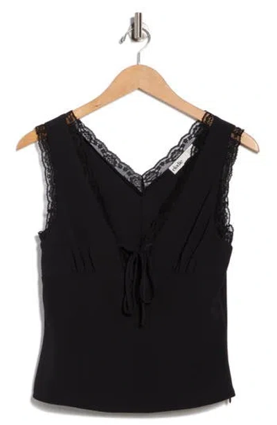 Elodie V-neck Lace Trim Top In Black