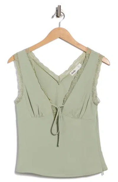 Elodie V-neck Lace Trim Top In Green