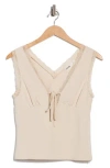 Elodie V-neck Lace Trim Top In Neutral