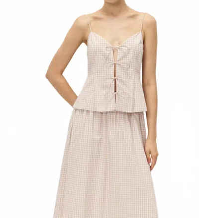 Elodie Vionnet Gingham Top In Taupe In Gray