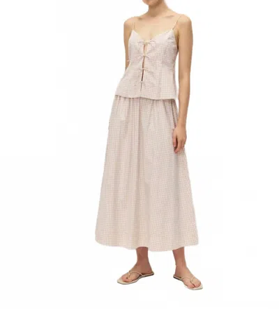 Elodie Vionnet Midi Skirt In Taupe Gingham In Neutral