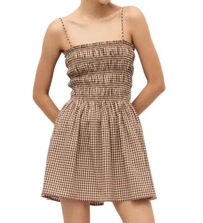 Elodie Yuki Mini Dress In Brown Gingham In Multi