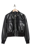 Elodie Zip Faux Leather Jacket In Black
