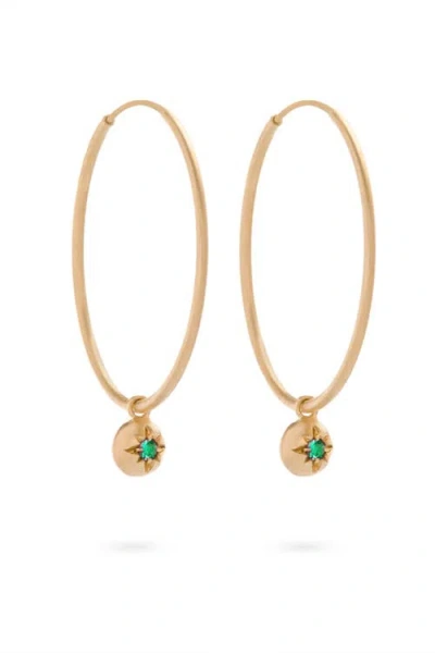 Eloise Jewelry Moon Hoops Emerald. Handmade