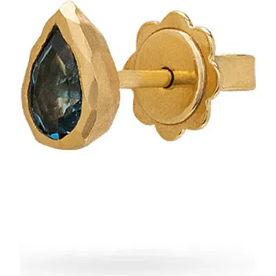Eloise Jewelry Single Drop Stud Deep Blue Topaz In Gold