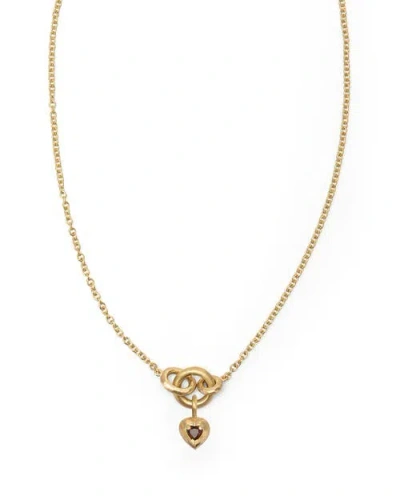 Eloise Jewelry Voyage Necklace Light Chain With Heart Charm Red Garnet In Gold