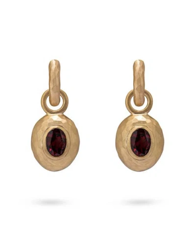 Eloise Jewelry Wander Hoops Small With Sasso Charms Red Garnet In Gold