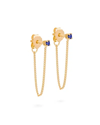 Eloise Jewelry Women's Blue Connection Chain Stud Earrings Sapphire