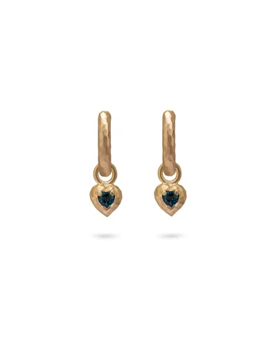 Eloise Jewelry Women's Blue / Yellow Wander Hoops Medium With Heart Charms Deep Blue Topaz In Multi