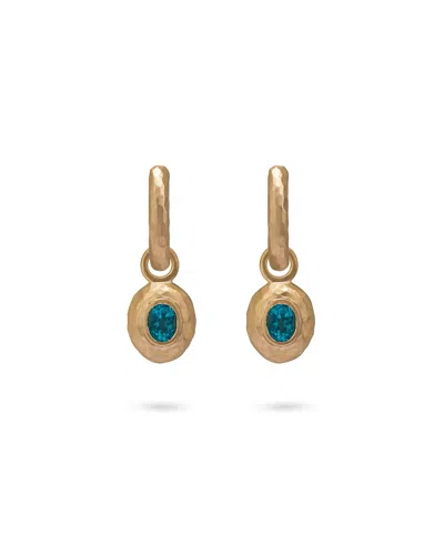 Eloise Jewelry Women's Blue / Yellow Wander Hoops Medium With Sasso Charms Apatite In Multi