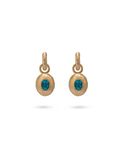 Eloise Jewelry Women's Blue / Yellow Wander Hoops Small With Sasso Charms Apatite In Multi