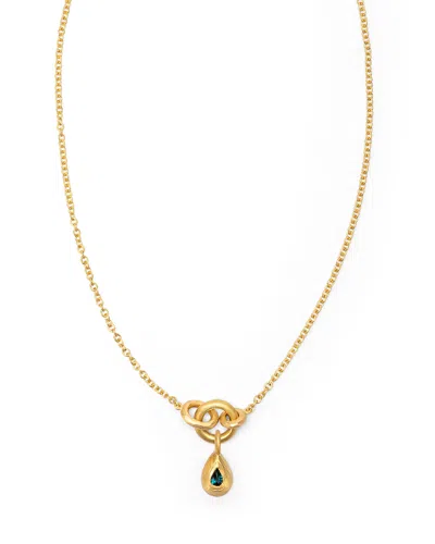 Eloise Jewelry Women's Gold / Blue Voyage Necklace Light Chain With Drop Charm Deep Blue Topaz In Multi