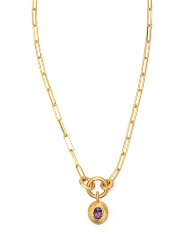 Eloise Jewelry Women's Gold / Purple Voyage Necklace Clip Chain With Sasso Charm Purple Amethyst In Multi