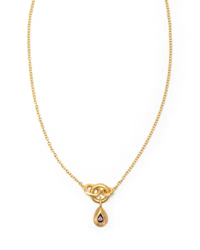 Eloise Jewelry Women's Gold / Purple Voyage Necklace Light Chain With Drop Charm Purple Amethyst In Multi