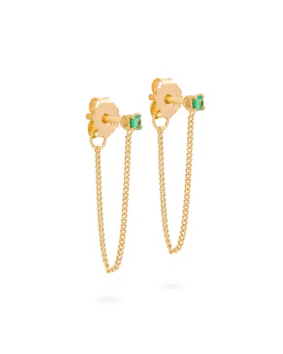 Eloise Jewelry Women's Green Connection Chain Stud Earrings Emerald