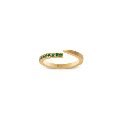 Eloise Jewelry Women's Green Crescent Moon Ring Emeralds
