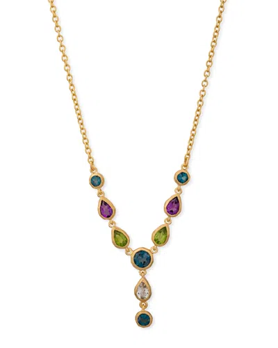 Eloise Jewelry Women's Green / Purple / Blue Drop Necklace Multicolor Blue - Green - Purple
