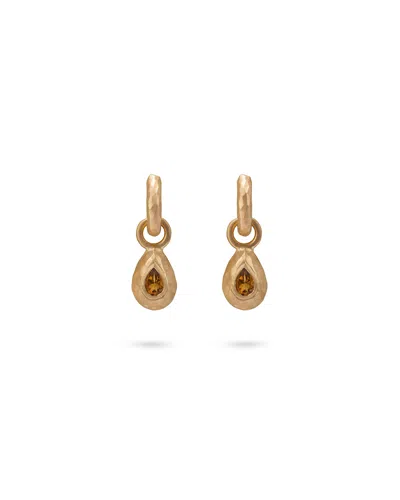Eloise Jewelry Women's Orange / Yellow Wander Hoops Small With Drop Charms Madeira Quartz In Multi