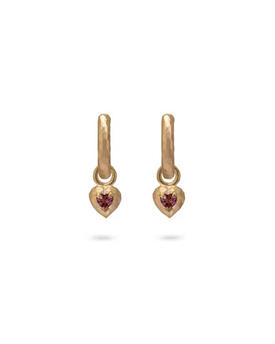 Eloise Jewelry Women's Pink / Yellow Wander Hoops Medium With Heart Charms Pink Tourmaline In Multi