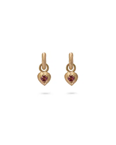 Eloise Jewelry Women's Pink / Yellow Wander Hoops Small With Heart Charms Pink Tourmaline In Multi