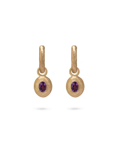 Eloise Jewelry Women's Purple / Yellow Wander Hoops Medium With Sasso Charms Purple Amethyst In Multi
