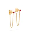 Eloise Jewelry Women's Red Connection Chain Stud Earrings Ruby In Red