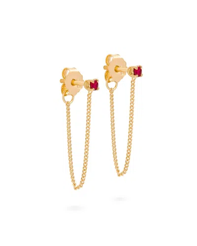 Eloise Jewelry Women's Red Connection Chain Stud Earrings Ruby