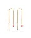 Eloise Jewelry Women's Red Connection Chain Threader Earrings Ruby In Red
