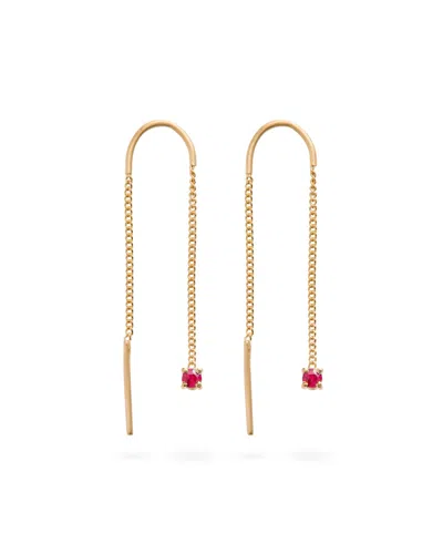 Eloise Jewelry Women's Red Connection Chain Threader Earrings Ruby