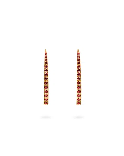 Eloise Jewelry Women's Red Crescent Moon Earrings Long Ruby