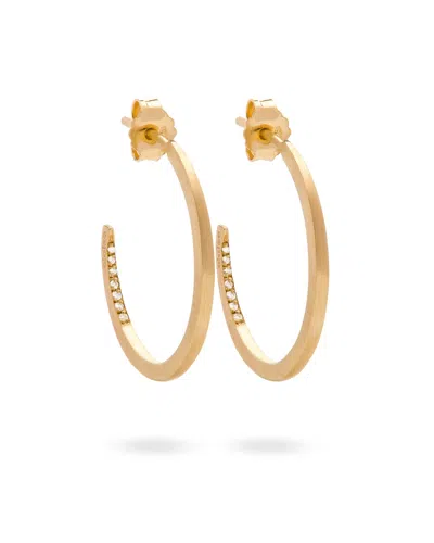 Eloise Jewelry Women's White Crescent Moon Hoops Diamond