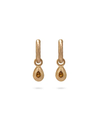 Eloise Jewelry Women's Yellow / Orange Wander Hoops Medium With Drop Charms Madeira Quartz