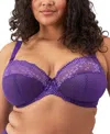 Elomi Full Figure Charley Stretch Lace Bra El4382, Online Only In Iris